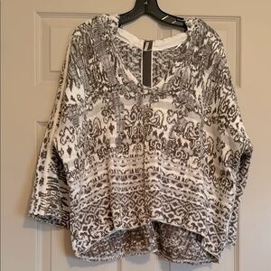 Free People Olive and white hooded sweater